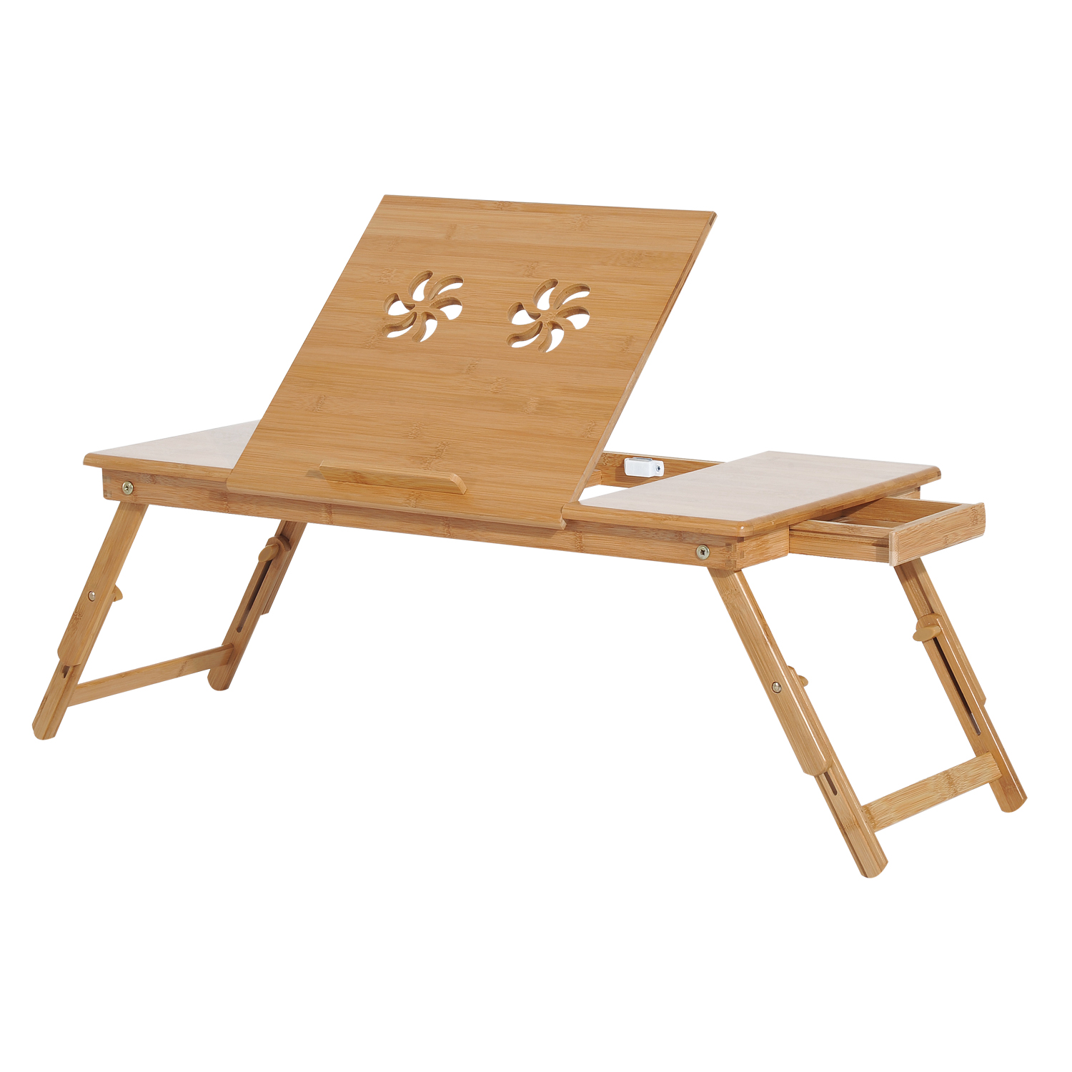HOMCOM Laptop-Tisch aus Bambus, klappbares Betttablett, verstellbar, verstellbar