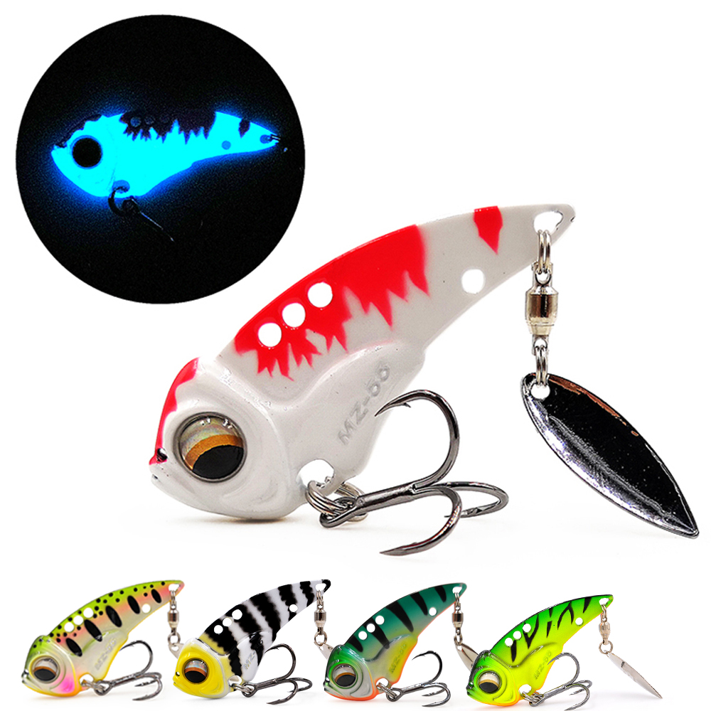 Castfanatic MZ55 MZ60 umpan pancing Cicada pisau VIB bercahaya 13g 17g umpan Spinner ekor tenggelam umpan untuk umpan pancing tombak Bass