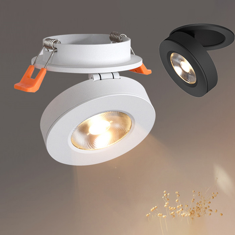 Âm Trần 3W 5W 7W 12W Slim COB Ốp Trần Đèn Led Downlight Âm Trần Tròn 360 Độ Xoay 90 Độ Có Thể Gập Lại đèn LED Chiếu Sáng Trong Nhà