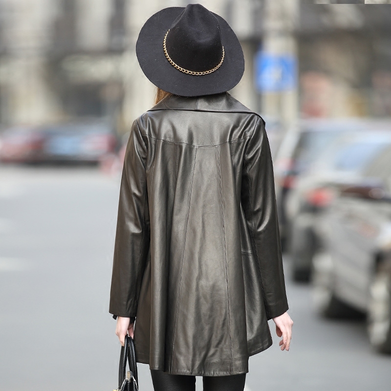Genuine Leather Montone Jacket Women Long Loose Irregular Real Sheepskin Coats Female Spring Autumn Clothes 2020 LWL1466