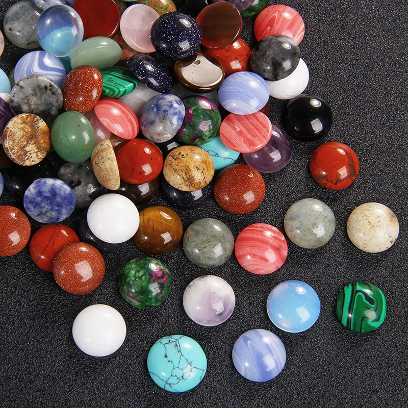 Cabochons ronds en pierre naturelle semi-précieuse de 4/6/8/10/12 mm, pour la création de bijoux DIY (bagues, boucles d'oreilles, bracelets), lot de 10 pièces