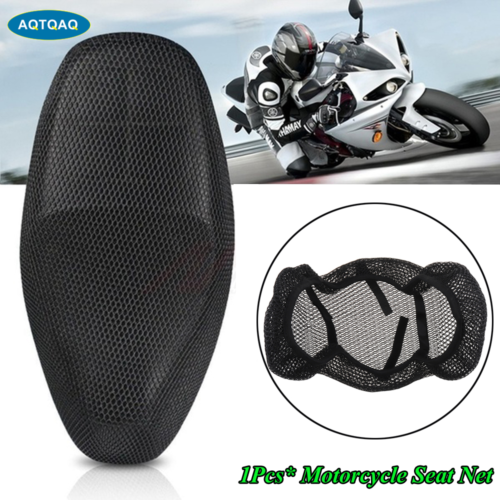 AQTQAQ 1 Pcs 3D Preto Motocicleta Bicicleta Elétrica Malha Net Capa de Assento Protetor Respirável