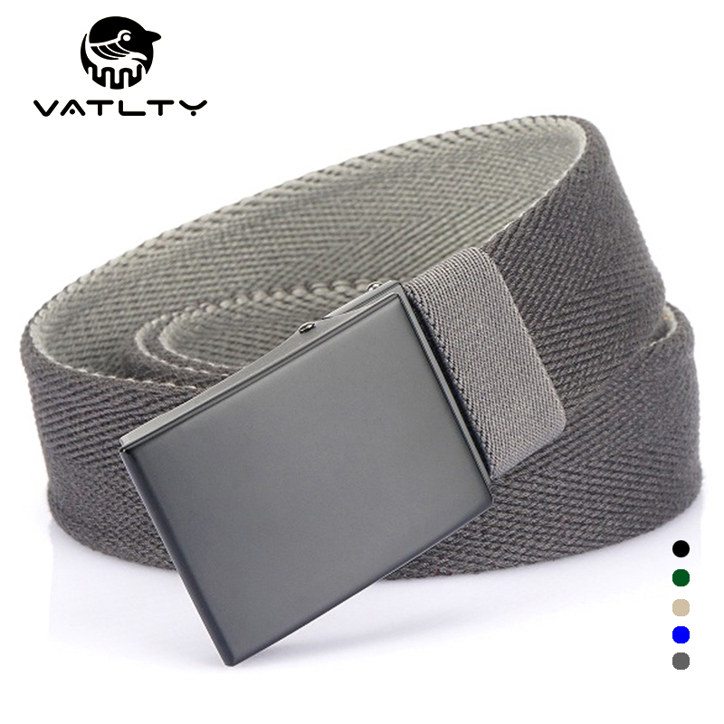 VATLTY 105cm-120cm canvas riem voor mannen zinklegering zilver omkeerbare riem dikke zachte jeans tailleband gordels mannelijke buiten riemen