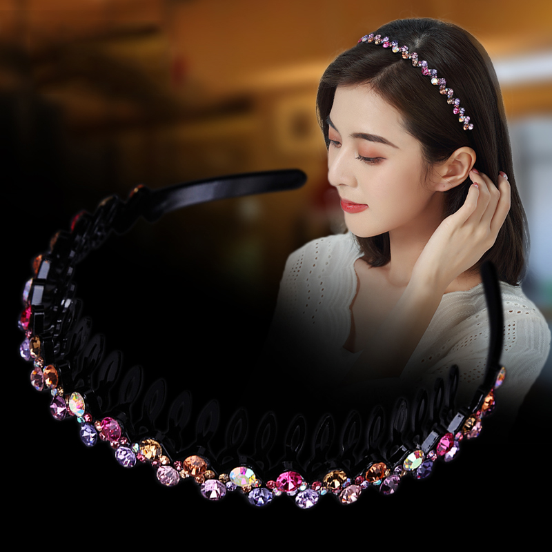 Haarbänder Nicht-slip Lünette Bunte Strass Blume Wasser Welligkeit Haar Hoop Stirnband für Frauen Haar Band Haar Zubehör Hairsty