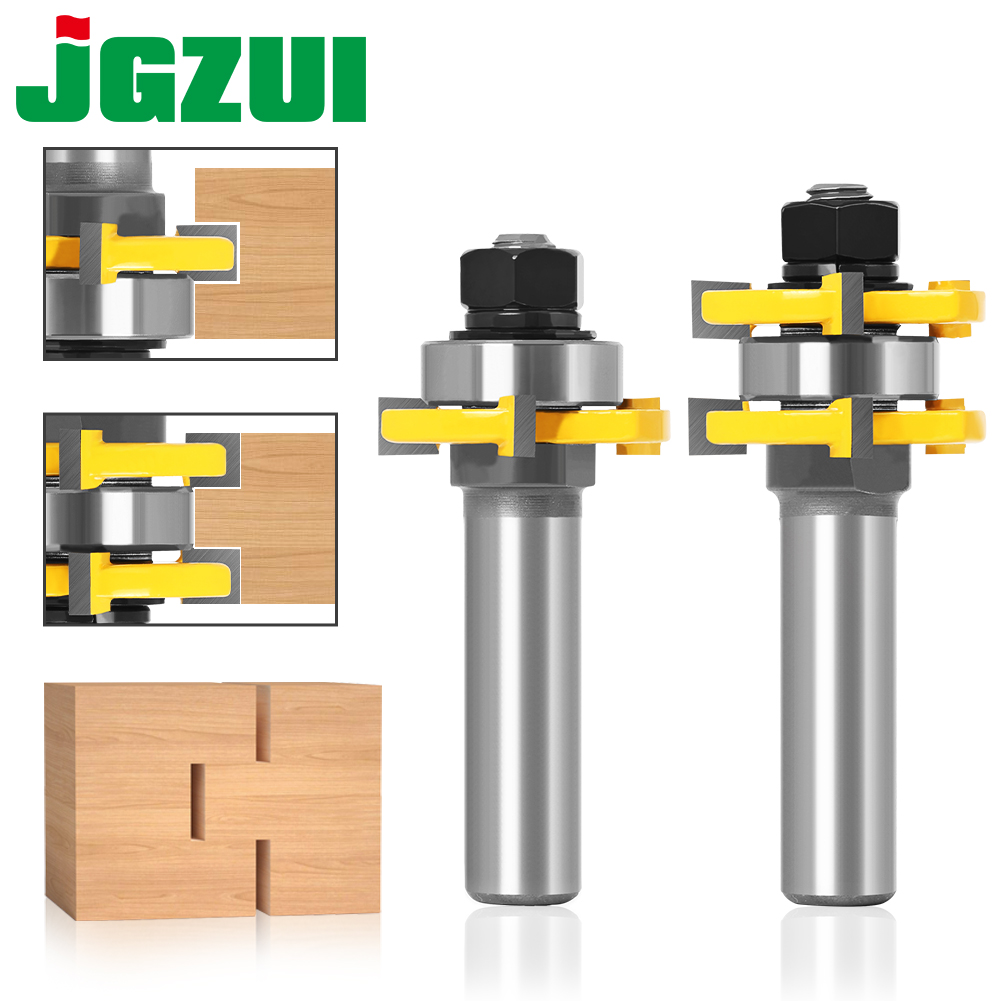 Set Bit Router Lidah dan Alur 1/4 "X 1/4" - 1/2 "Pengocok Shank Alat Pemotong Pahat Kayu