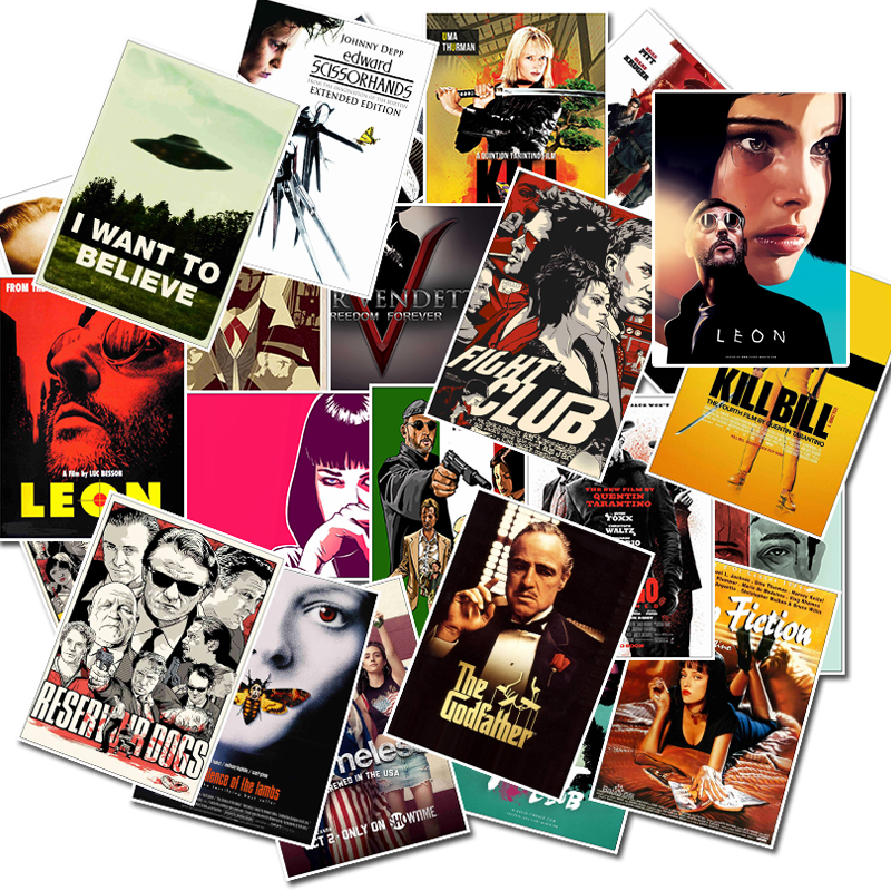 Pegatinas de película clásicas para equipaje, Pintura Artística de Kill Bill, Pulp Fiction, póster de pegatinas impermeable para monopatín, 25 piezas