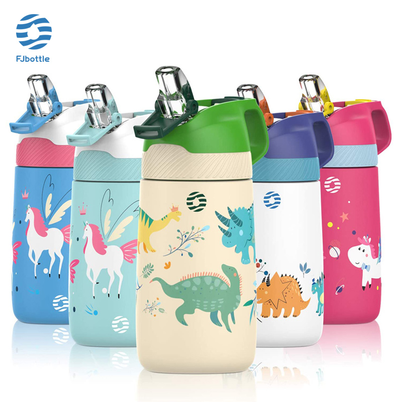 FJbottle-botella de agua para niños, termo con pajita saludable, sin BPA, 350ML