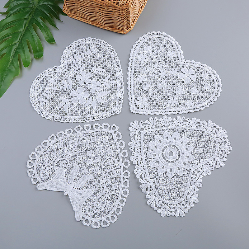17.5X15.5cm กว้างสีขาวปักรักผ้าไหมผ้าลูกไม้เสื้อผ้าเครื่องแต่งกาย DIY Handmade ตกแต่งบ้านผ้าปูที่นอนแพทช์เย็บ