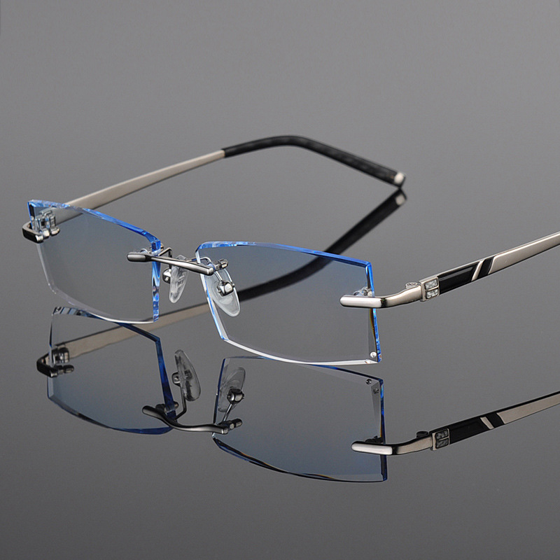 Reven Jate 58030 Legierung Randlos Diamant Schneiden Mann Brillengestell Optische Brillen Männer Brillen Mode