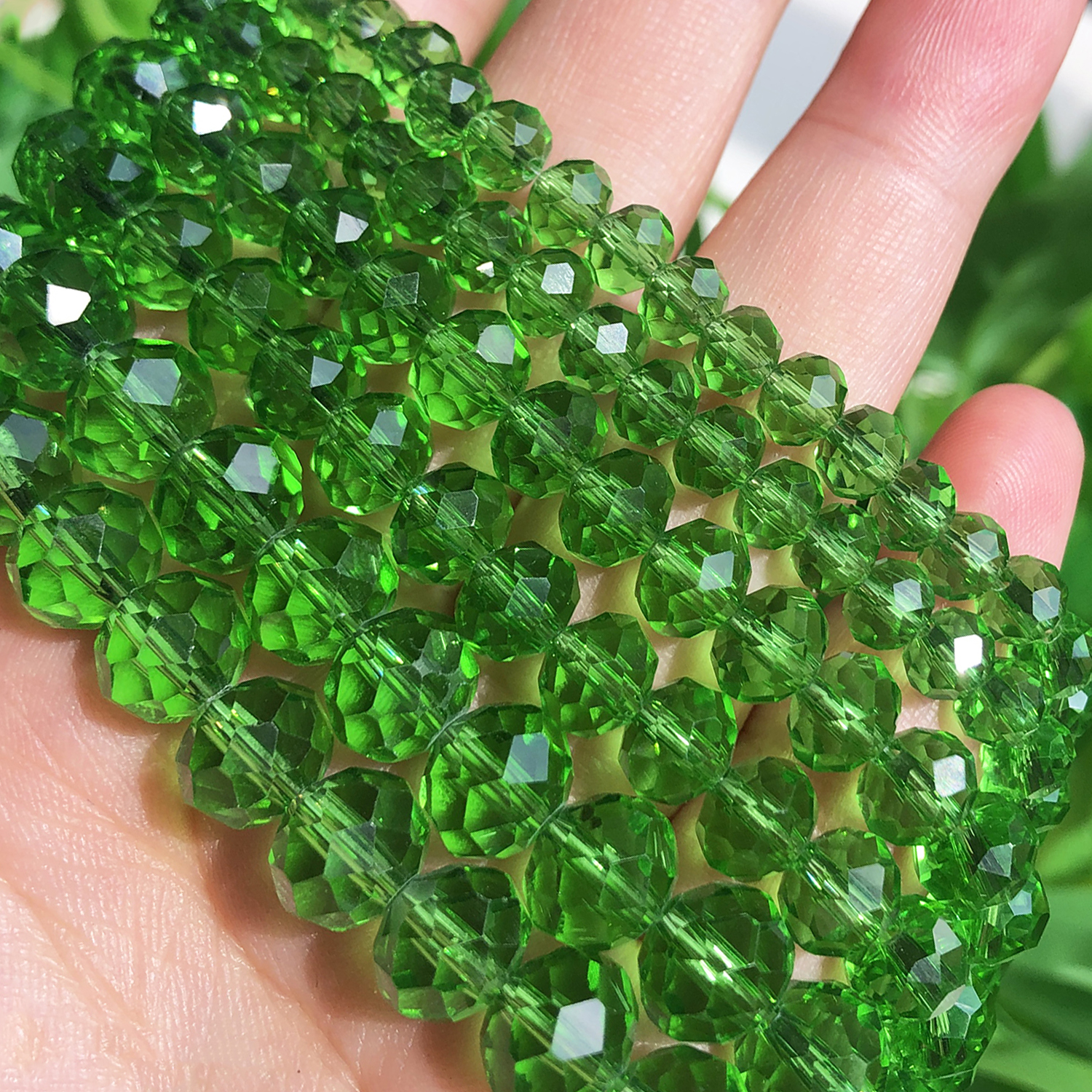 Großhandel 4/6/8/10/12mm Klar Grün Facettierte Kristall Glas Perlen Lose Spacer Rondelle perlen Für Schmuck Machen DIY Charme Armband