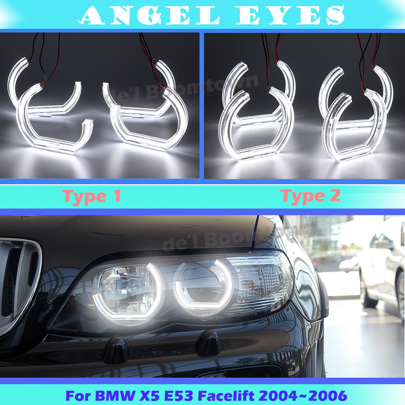 Anillos de ojos de Ángel LED de cristal blanco estilo DTM para BMW X5 E53 Facelift 2004 2005 2006 coche acrílico de alta calidad