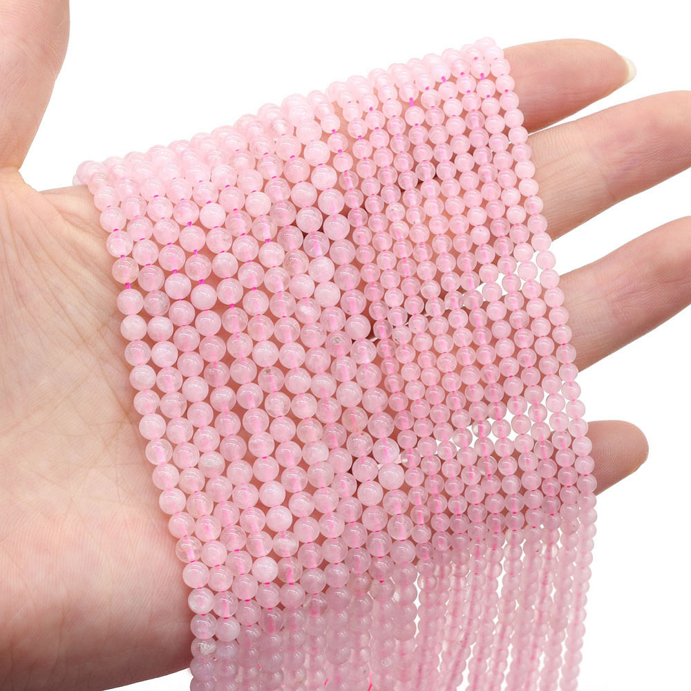 Perle de pierre naturelle quartz Rose perles en vrac pour la fabrication de bijoux bricolage collier Bracelet boucles d'oreilles accessoires taille 2mm 3mm 4mm