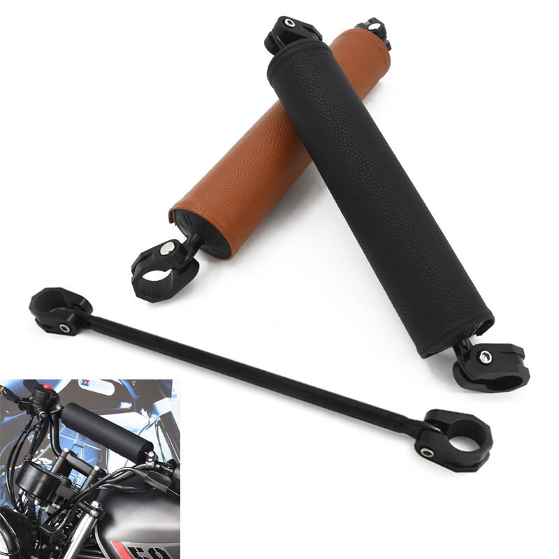Barre transversale universelle en aluminium pour moto, renforcée, avec coussinet en cuir pour guidon et protection thoracique