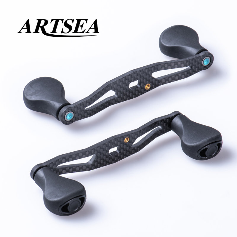 Artsea Refit Koolstofvezel Visserij-reel Handvat Rocker Licht Gewicht 20G Rubber Knop Voor Daiwa Of Shimano Baitcasting Reel