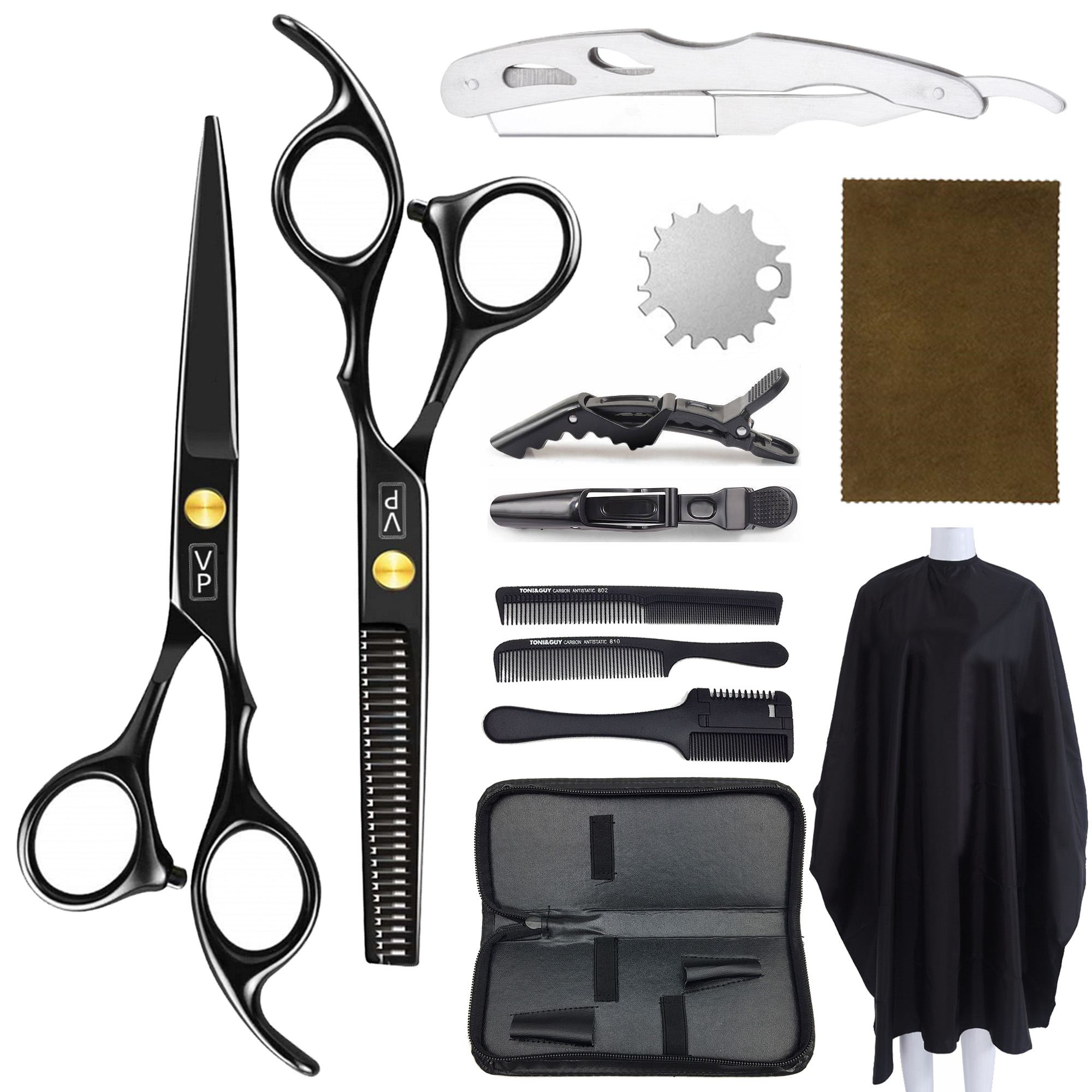 6.0 "Torbici per capelli Forbici da parrucchiere professionali Set Forbici da barbiere Cesoie per assottigliamento Strumento per tagliare i capelli Forbici da parrucchiere