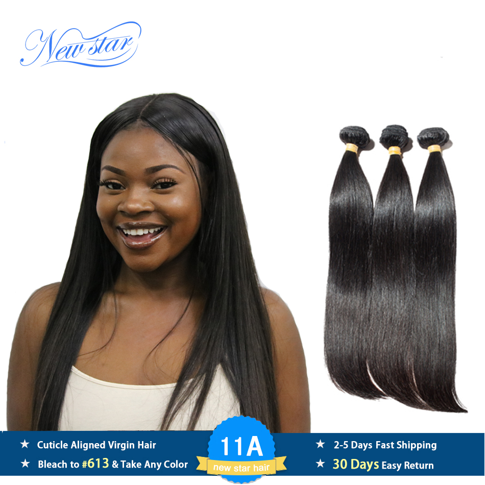 Brasileiro 11a feixes de cabelo reto nova estrela virgem cabelo humano tecelagem cor natural cutícula alinhada extensão do cabelo cru