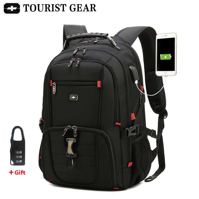 Nam ThụY Sĩ Của Ba Lô Du Lịch Kinh Doanh Chống Trộm Ba Lô Nam Mochila Sạc USB 15.6 Ba Lô Laptop 17 Inch Chống Thấm Nước