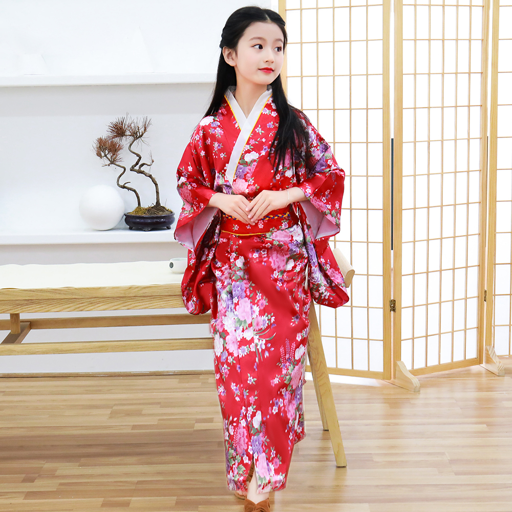 女の子用の赤い日本の着物ドレス,花柄のドレッシーな服,カエル,柔らかなコスプレ用