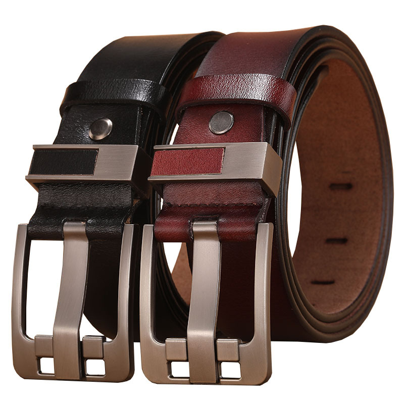 2023 Brief Pin Schnalle Kuh Echtes Leder Herren Gürtel für Männer Männlich Vintage Jeans Rindsleder Gürtel 100 110 120 130 140 150 cm Gürtel
