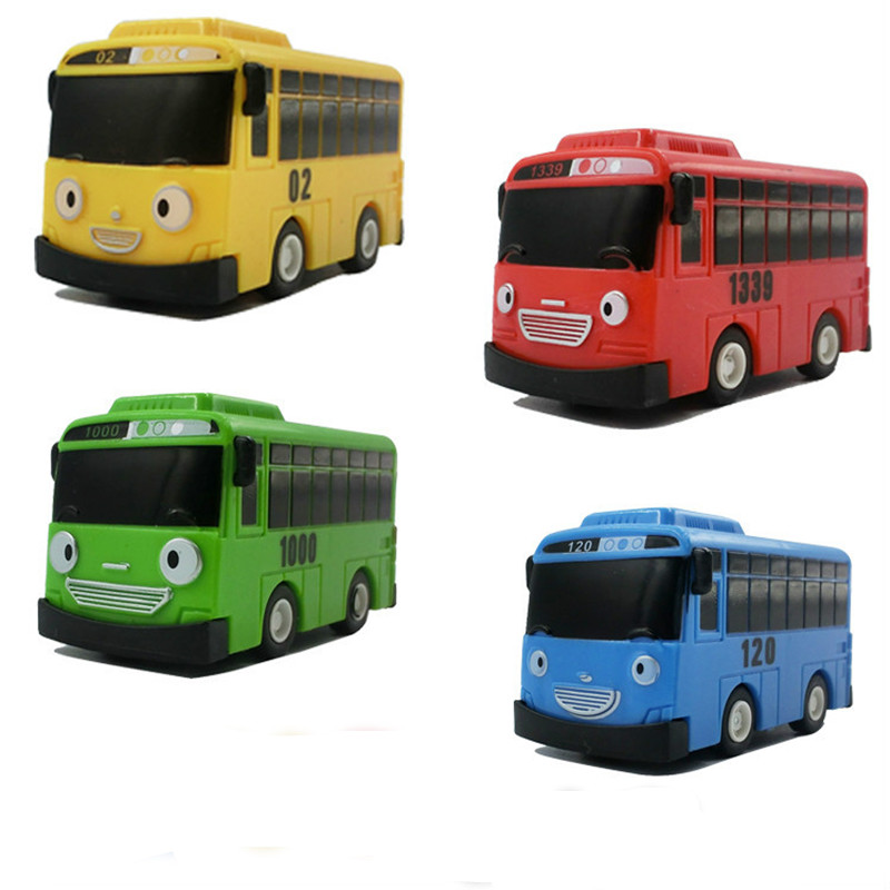 Carrinho de Brinquedo Miniatura de Plástico com Fricção do Anime Coreano Tayo, o Pequeno Ônibus, Azul Tayo, Amarelo Gani, Verde Lani, Vermelho Rogi, para Crianças, Presente para Meninos
