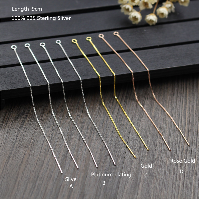 Anting perak Sterling 925 DIY kotak aksesori perhiasan kawat telinga garis telinga rantai untuk wanita anting DIY pembuat temuan perhiasan