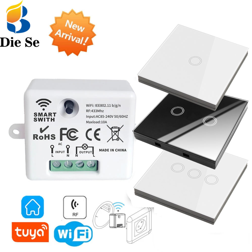 Mini interrupteur connecté wifi minuterie interrupteur de panneau mural RF 220V contrôleur Tuya Smart Life APP contrôle fonctionne avec Alexa pour appareil ménager