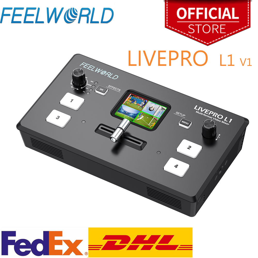 Feelworld-Multi Format Video Mixer Switcher, Usb 3.0, 4x Hdmi Ingangen, Camera Productie, Youtube, Live Streaming, Livepro L1 V1