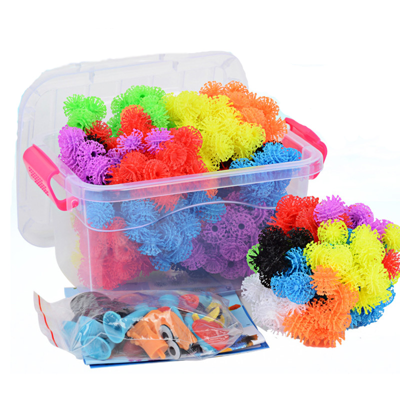 400Pcs Thorn Ball 3D Model Konstruksi Blok Bangunan Magic Puffer Ball DIY Perakitan Mainan untuk Anak-anak Hadiah