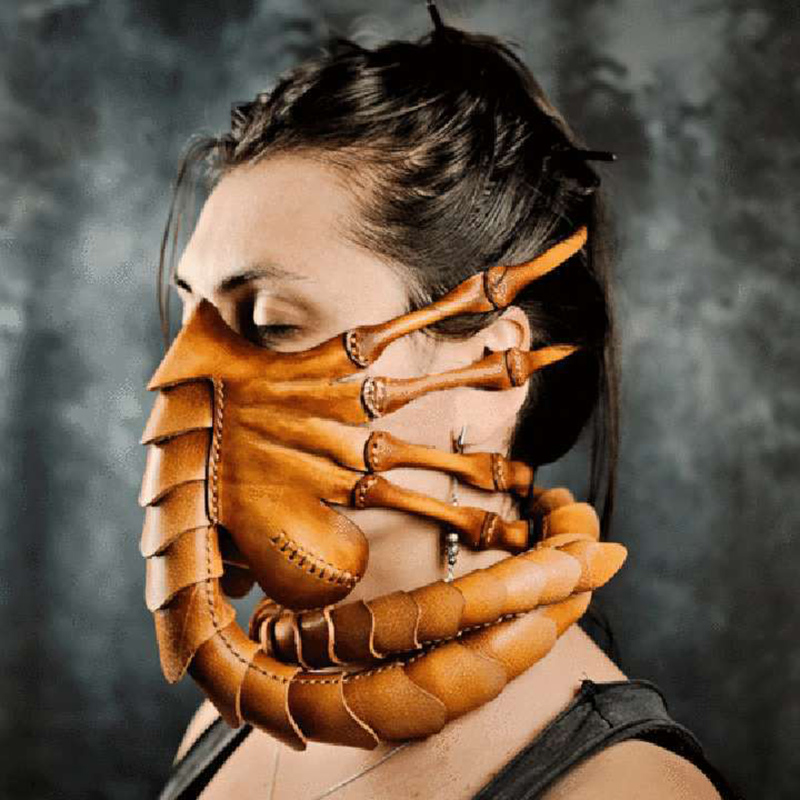 Alien Predator 1:1ขนาด facehugger คอสเพลย์หน้ากากอย่างเป็นทางการ covenant poseable ฮาโลวีน Masquerade ปาร์ตี้ฮาโลวีน Latex Mask props