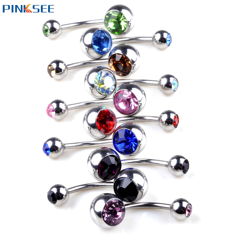 10 Teile/los Bauchnabel Ringe Kristall Chirurgenstahl Körper Schmuck Bauch Piercing Sex Echte Nabel Ringe Piercing Ombligo Pircing