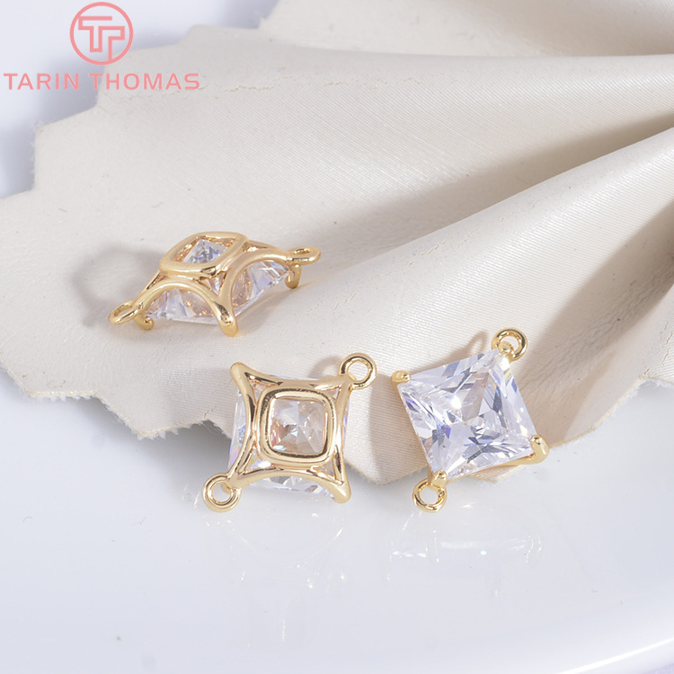 Colgantes de latón con circonita, accesorios de joyería, Color dorado, 6 piezas, 5MM, 6MM, 7MM, 24K, 786
