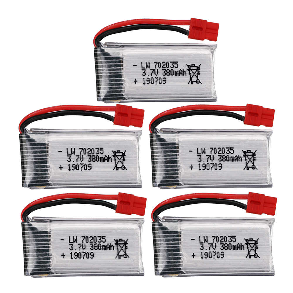 Batería Lipo 3,7 de 380 V y 702035 mAh para Dron teledirigido, pieza de repuesto de 3,7 v para SYMA X5A-1, X15, X15C, X15W, 1-5 Uds.