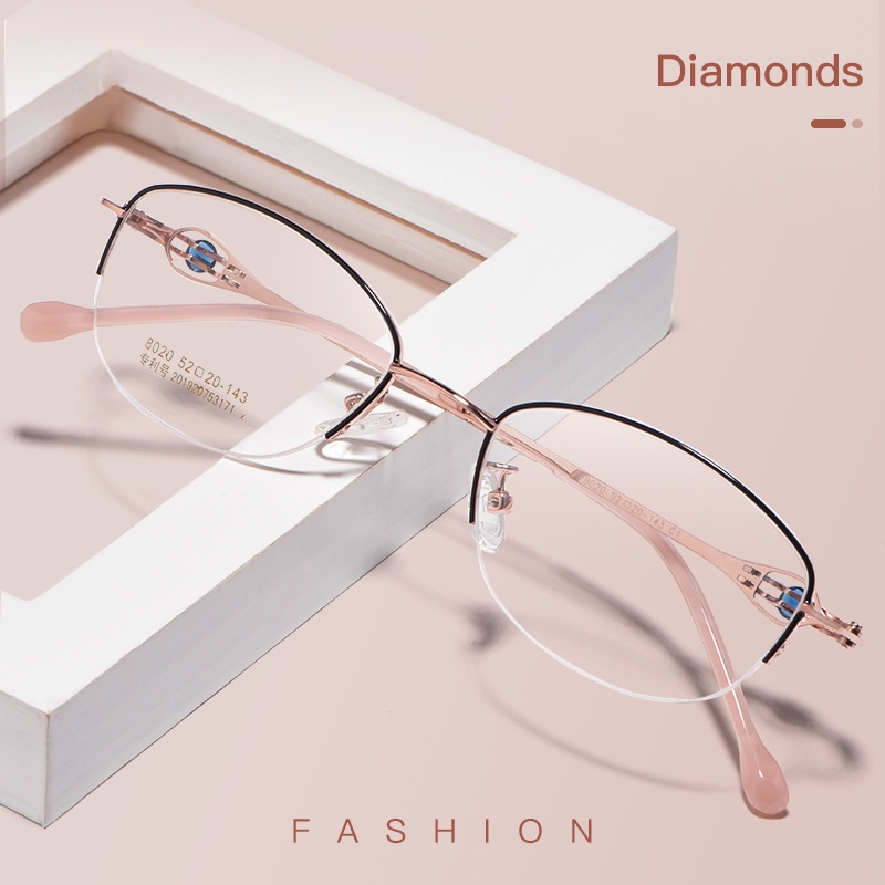 YIMARUILI Fashion occhiali da vista a mezza montatura in lega ultraleggera miopia e ipermetropia occhiali da vista ottici montatura da donna 8020Z