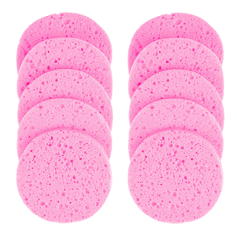 5/10 pçs 6/7/8/9cm rosto redondo ferramenta removedor de maquiagem polpa de madeira natural esponja celulose compressa cosméticos puff esponja de lavagem facial