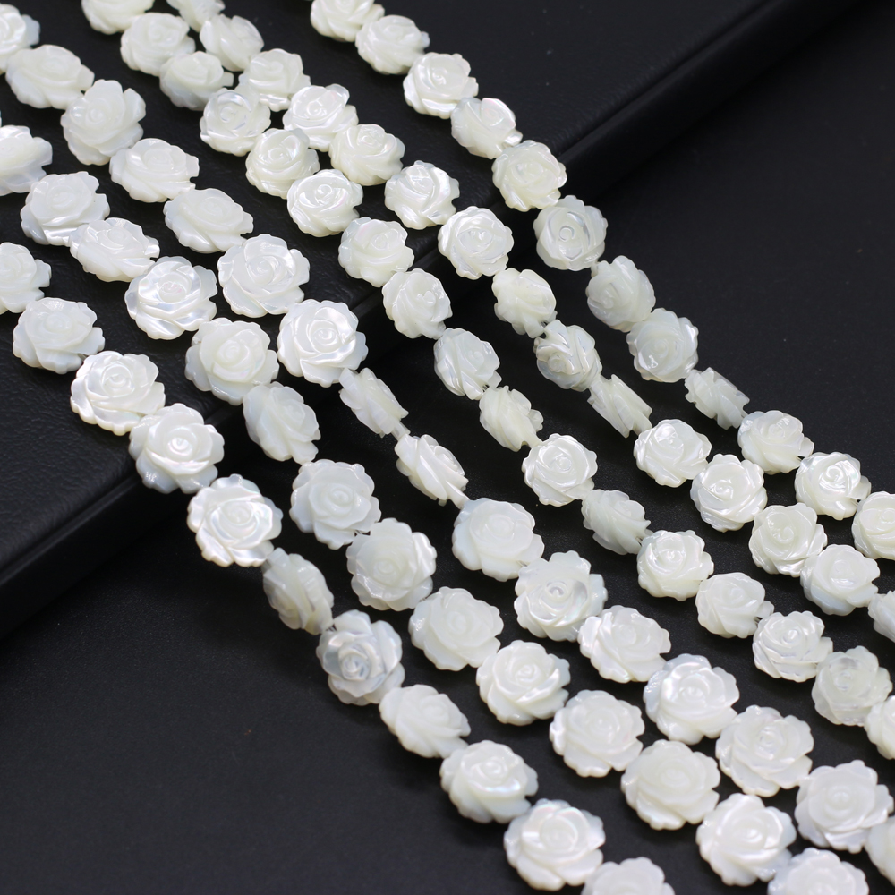 Perles en nacre naturelle pour bricolage, nacre naturelle, fleur rose, coquillage de mer, bracelet à breloques, collier, matiques, cadeau, vente en gros, 10 pièces