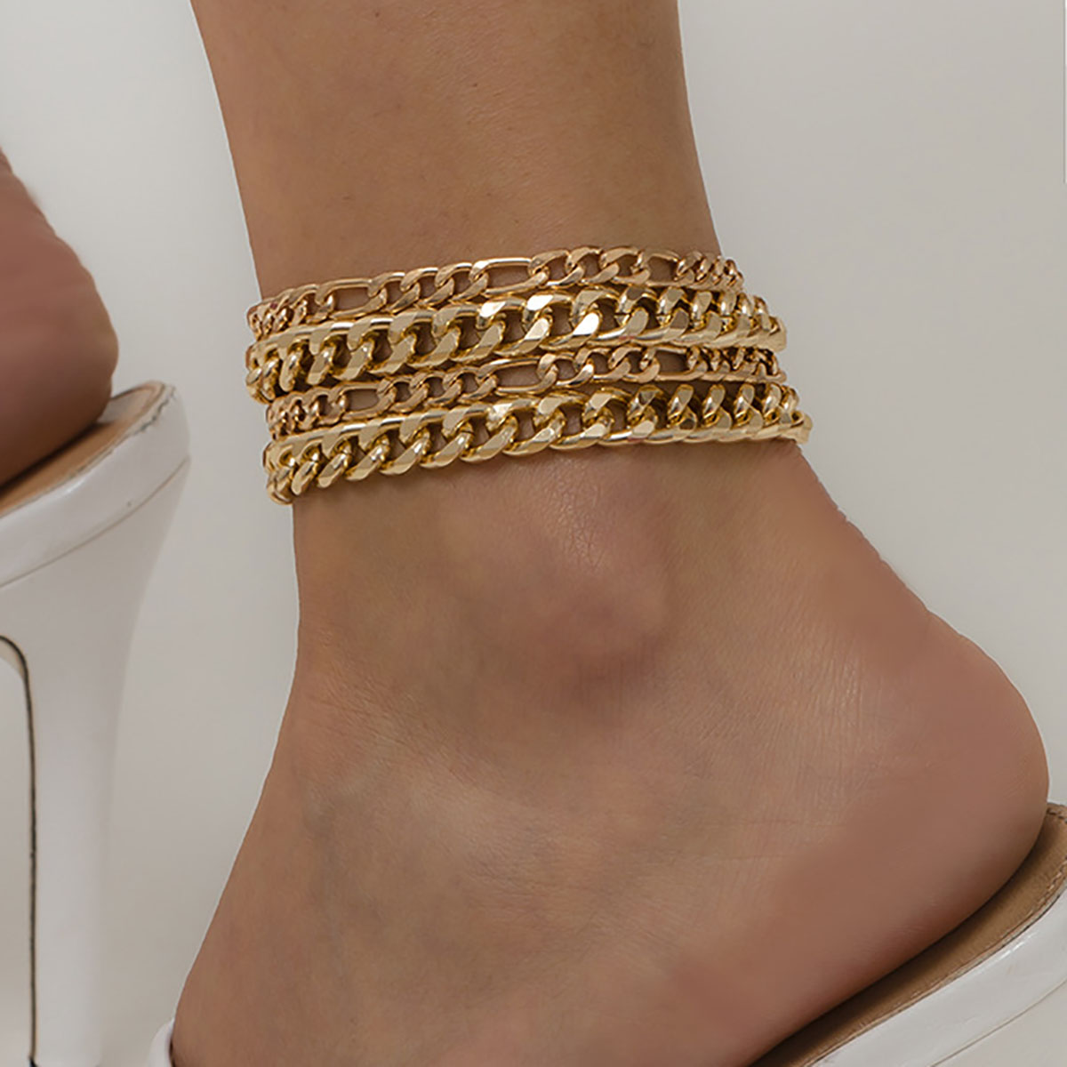Multilayer Gold Color Metal Anklet Set Women's 2022 Vintage Barefoot Sandals Summer Bracelets Girls Glamour Fashion Jewelry