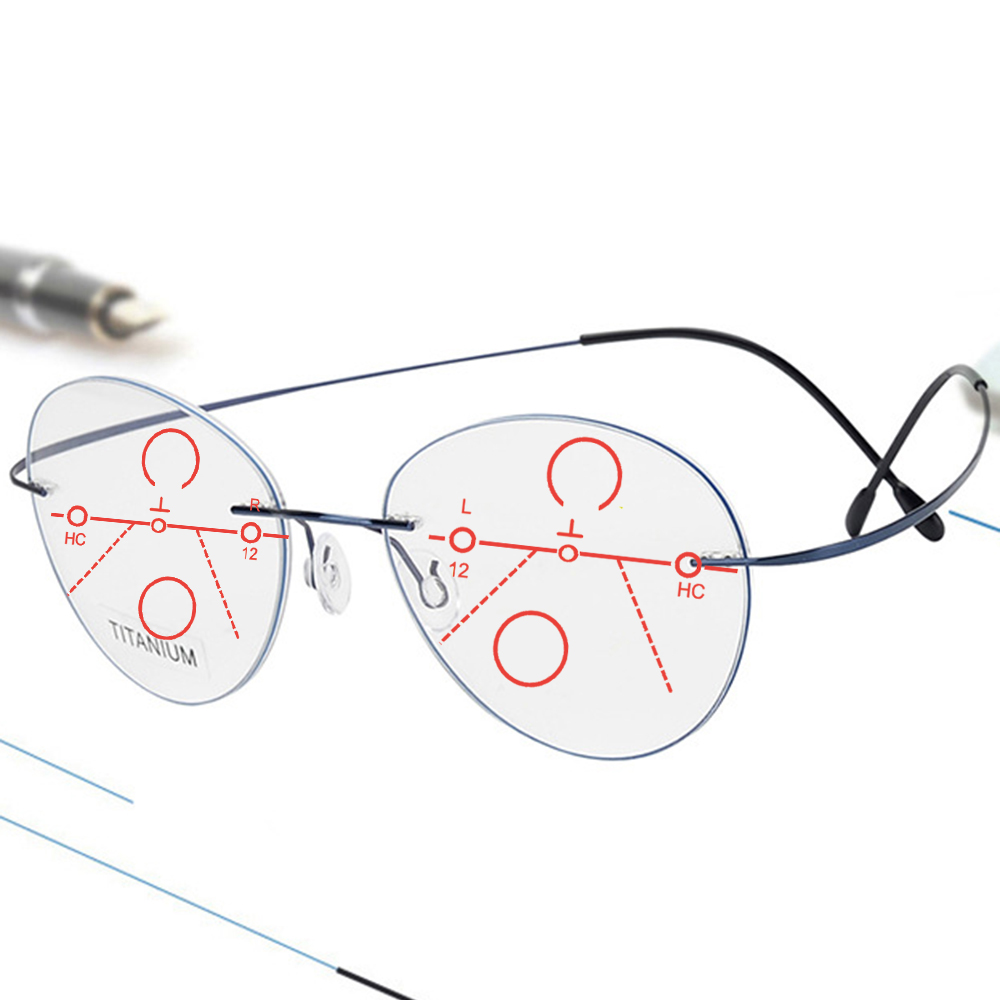 Mannen Vrouwen Grote Ovale Rimless Frameless Ultralight Progressieve Multifocus Leesbril + 0.75 + 1 + 1.25 + 1.5 + 1.75 + 2 + 2.25 + 4