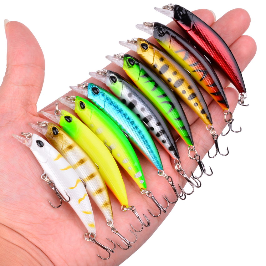10 pièces Laser méné lent leurre de pêche ensemble 4g 7 cm Wobblers manivelle Isca artificiel dur appât carpe leurres de pêche Kit Pesca