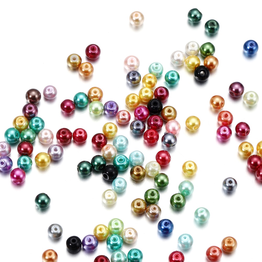 100 pièces/sac 4-10mm perle ronde enduit de verre coloré lisse perles d'espacement en vrac pour la fabrication de bijoux bricolage artisanat accessoires