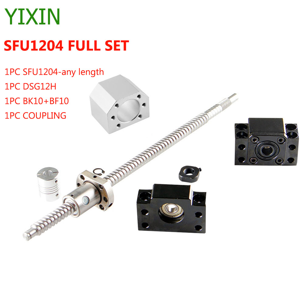 SFU1204 набор рулонных шариковых винтов SFU1204 C5 с концевой обработкой + шариковая гайка + Корпус гайки + BK/BF10 Торцевая Опора + муфта RM1204 шариковый винт