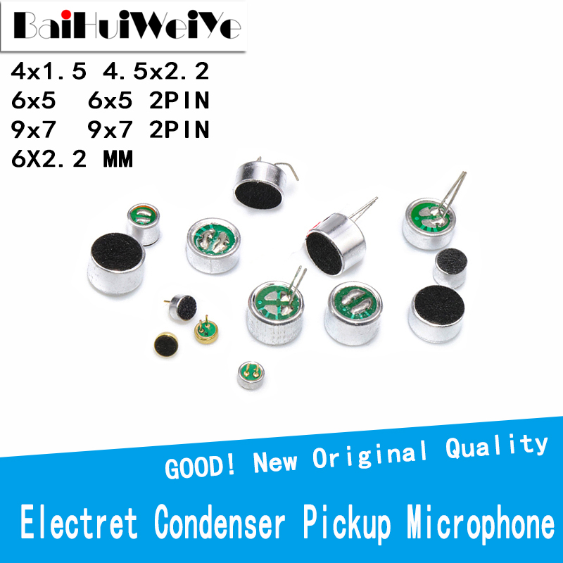 10PCS/LOT 9*7 6*5 6*2.2 4*1.5 4.5*2.2 MM Microphone Electret Microphone with 2 Pin Pick-Up 52DB 6050 9767 4522 4015P 6022
