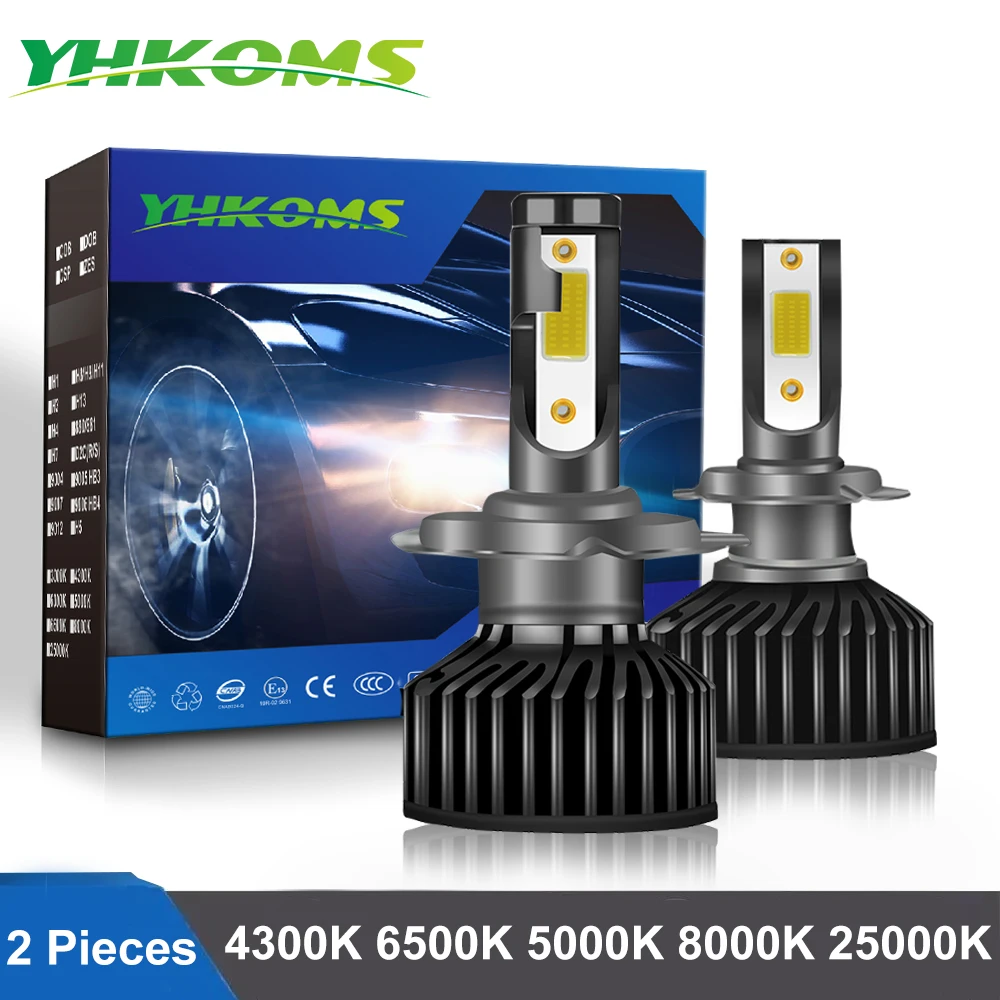 YHKOMS H4 H7 Светодиодная лампа Автомобильная фара H1 H8 H9 H11 4300K 5000K 6500K 8000K F2 Авто противотуманная фара Автомобильные аксессуары Лампы Автомобили 12V