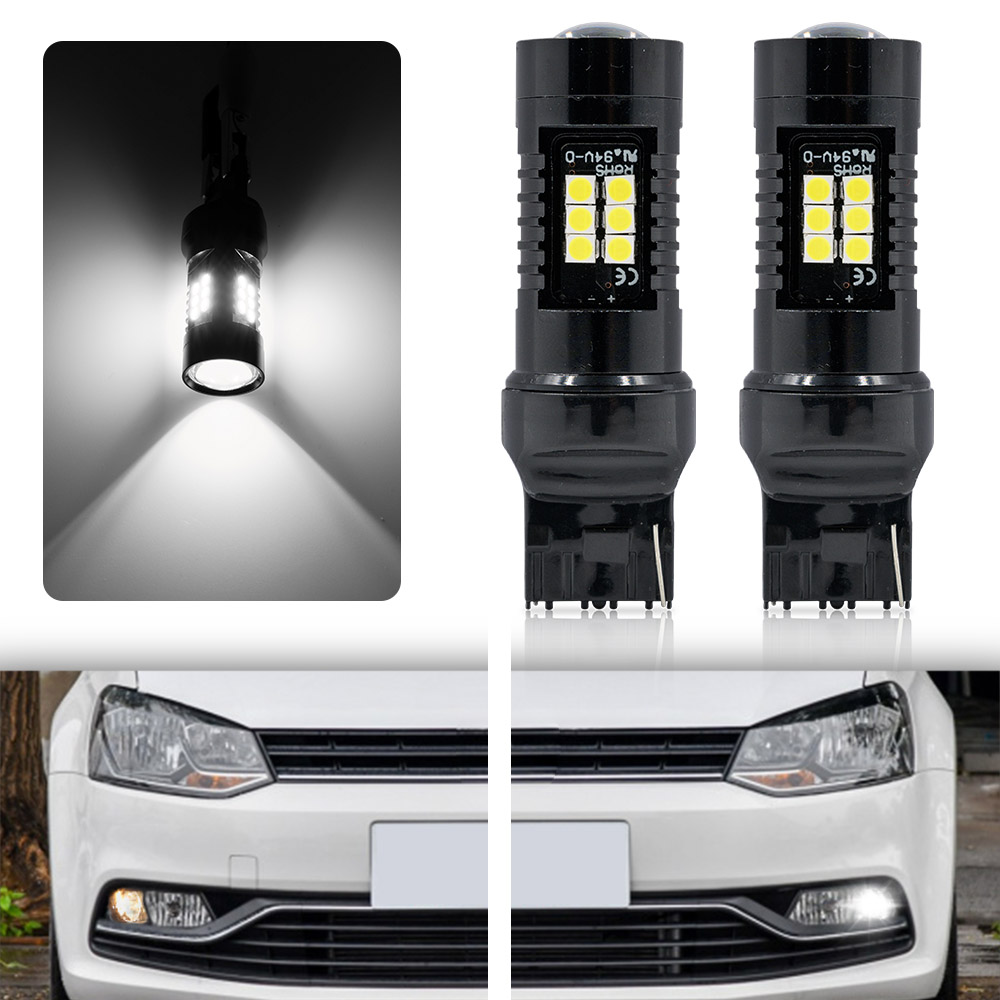 2PCS W21W T20 7440 หลอดไฟ LED สําหรับ 2014 2015-2023 VW POLO Mk5 Gti TSI Hatch 6C DRL ไฟวิ่งกลางวัน CANbus ไม่มีข้อผิดพลาด