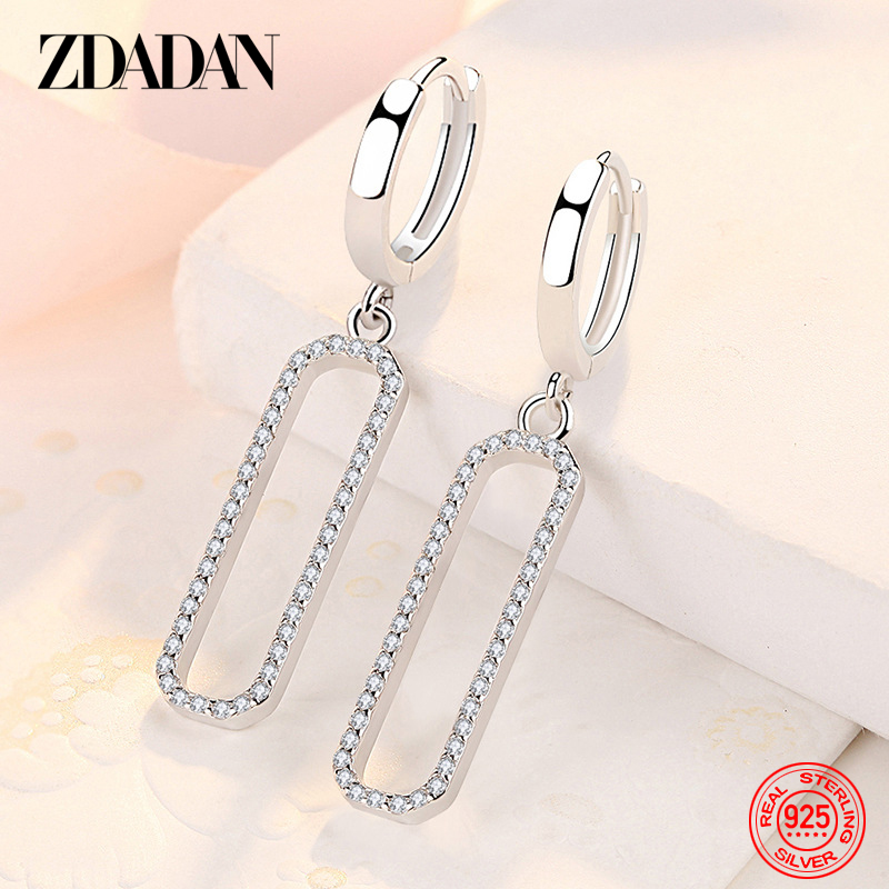 ZDADAN – boucles d'oreilles longues carrées en argent Sterling 925 pour femmes, bijoux à la mode, cadeau de mariage