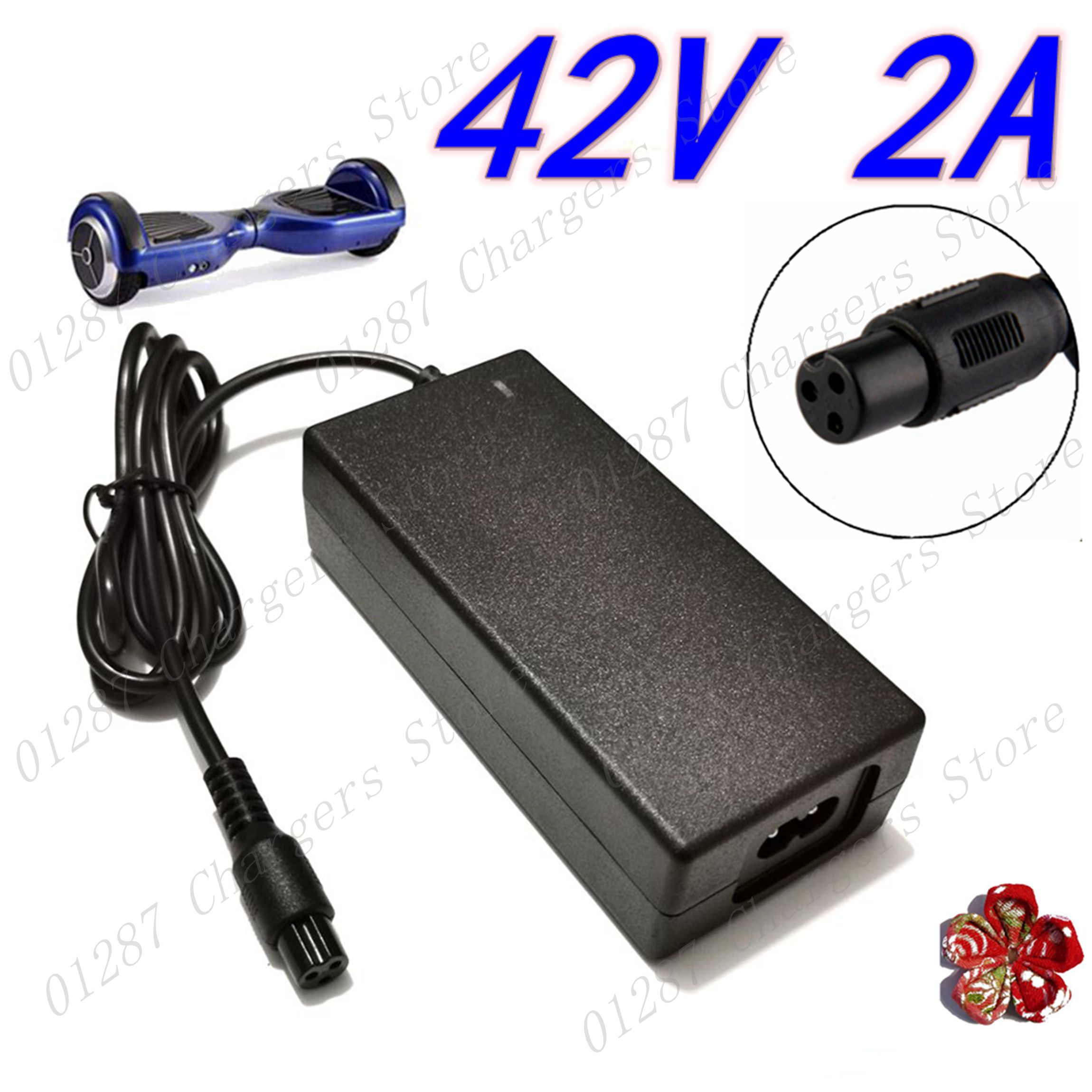 42V 2A Universal Battery Charger, UK/EU/US/AU Plug, 100-240VAC Power Supply for Self Balancing Scooter Hoverboard Charger