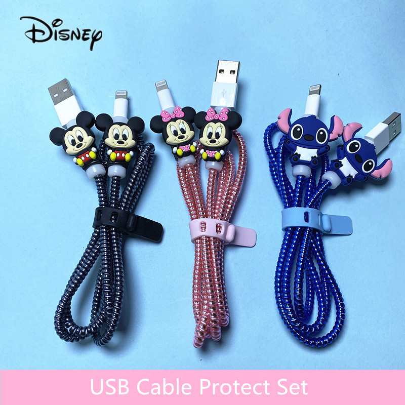 Набор для намотки кабеля с рисунком Диснея, защита кабеля USB-зарядного устройства для Apple IPhone, Samsung, Xiaomi, Huawei, защита кабеля, украшение