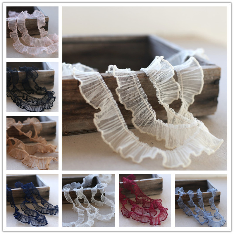 Nouveau couleur Pure maille orgue plis à volants dentelle bricolage jouet pour animaux de compagnie nuisette bavoir couture moelleux multicouche gâteau jupe décoration accessoires
