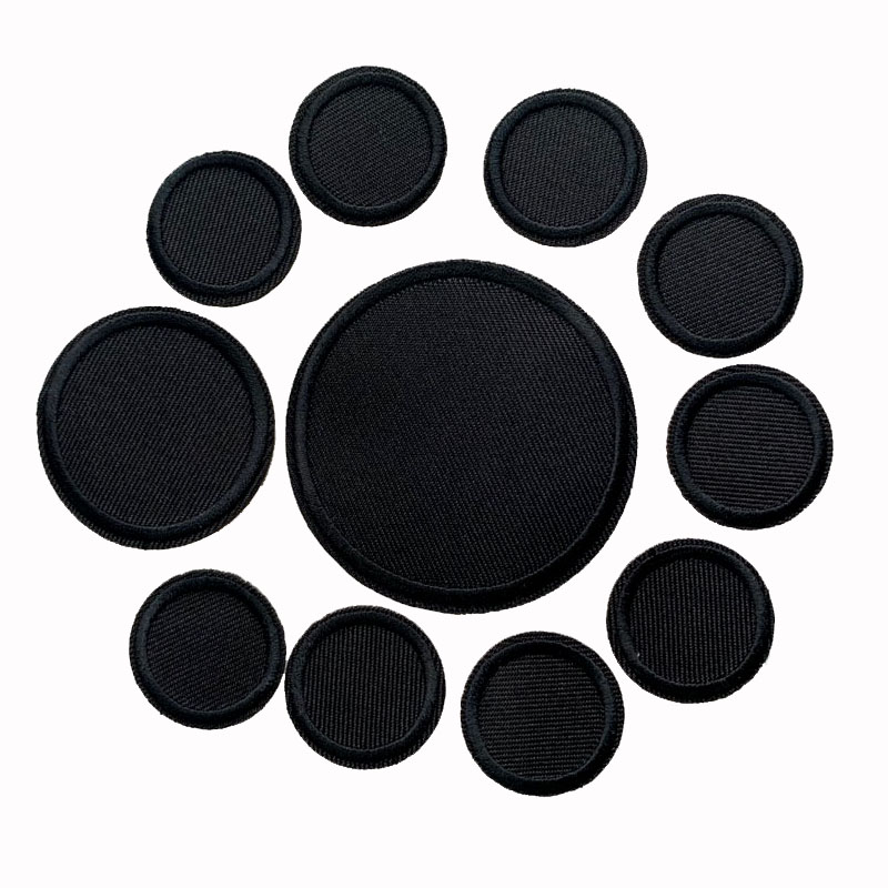 5 Buah Patch Bulat Hitam untuk Pakaian Besi Pada Patch Bordir Applique Stiker DIY Lencana Dekoratif 2.5Cm 4.5Cm 6.2Cm