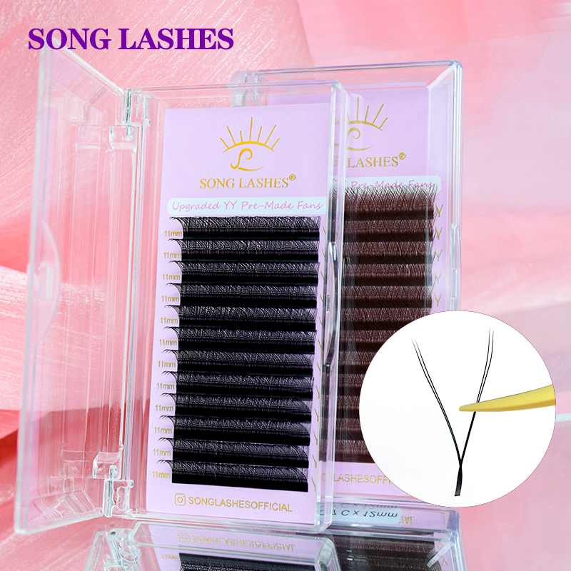 SONG LASHES Новые готовые веера YY Форма Черный Коричневый Наращивание ресниц Два кончики C/D Curl Высококачественные веера