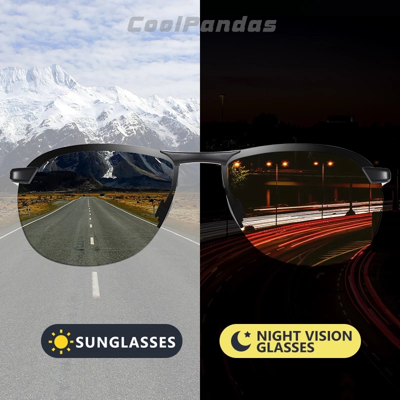 Brand Design Photochromic Polarized Sunglasses Men Day Night Vision Glasses For Driving Chameleon Lens Oculos De Sol Masculino